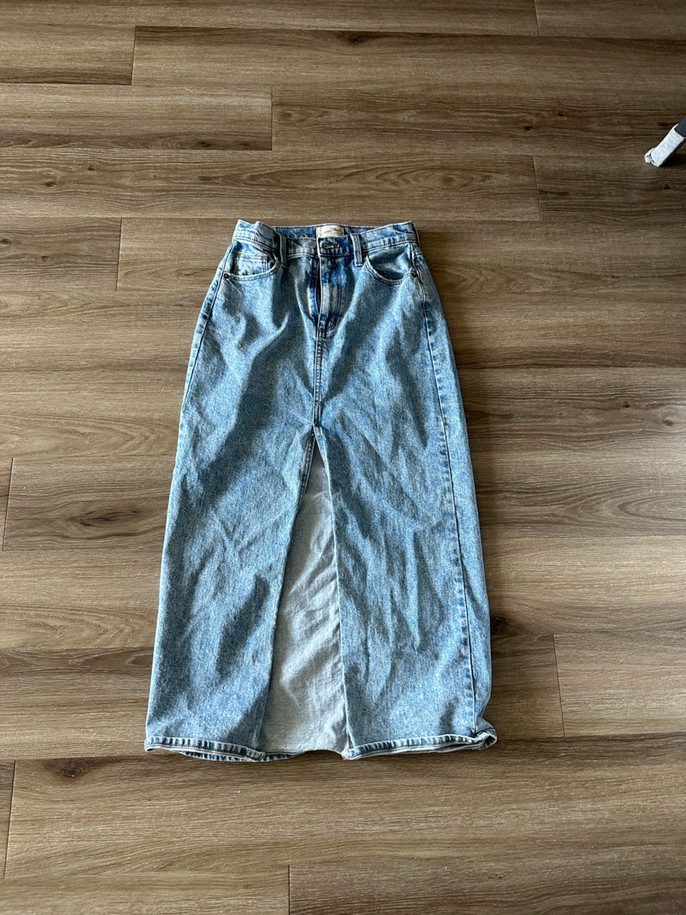 Universal Thread Light Blue Straight-Leg Denim Maxi Skirt with Front Slit